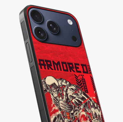 Crimson Mecha Titan Glass Case captured at a warm angle highlighting gloss, texture and premium glass finish.