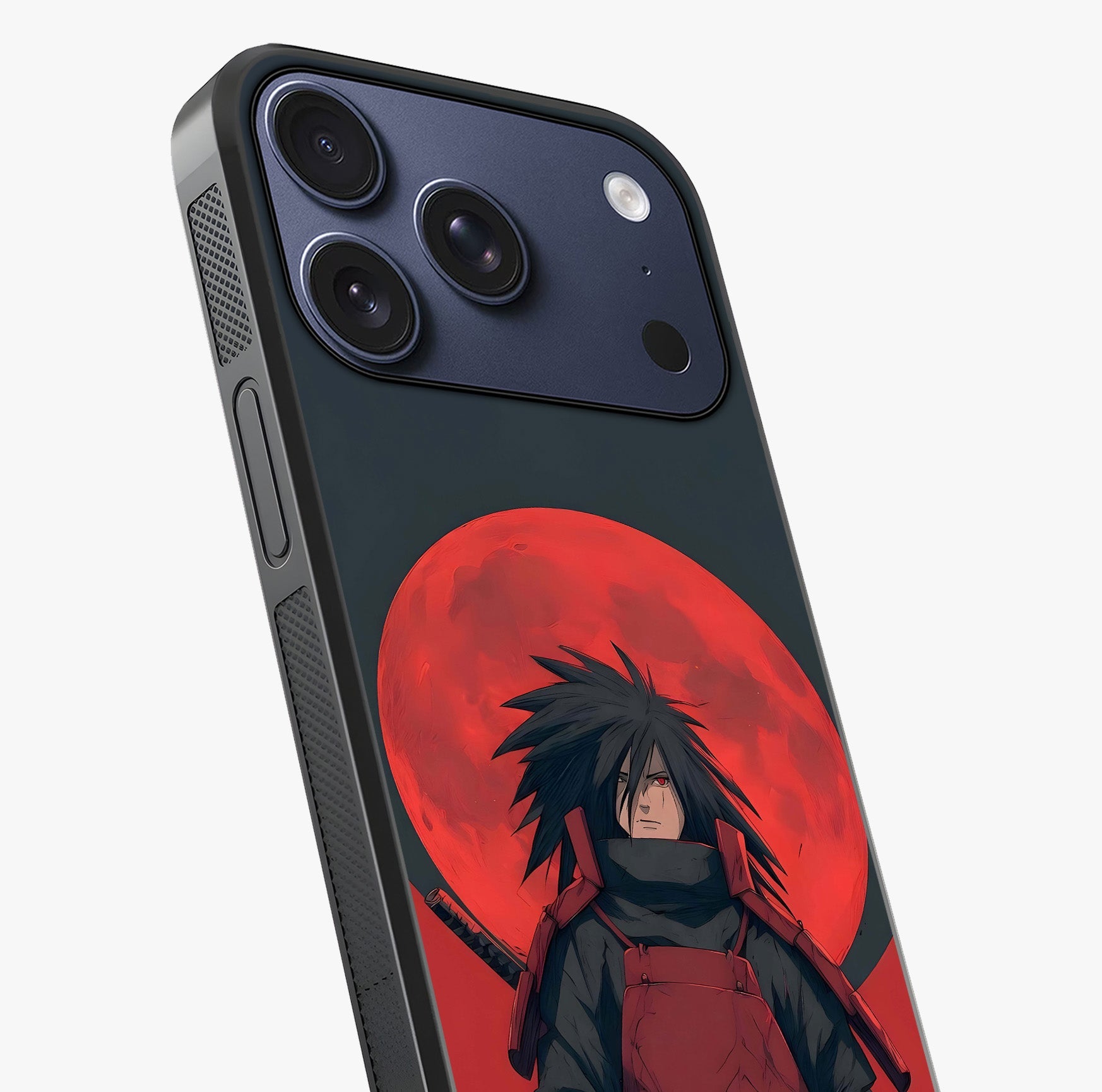 Crimson Moon Warlord Glass Case captured at a warm angle highlighting gloss, texture and premium glass finish.
