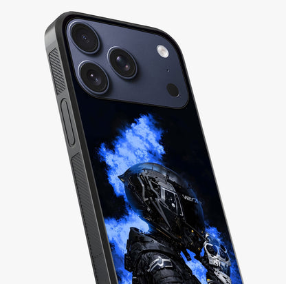 Cyber Sentinel Protocol Glass Case captured at a warm angle highlighting gloss, texture and premium glass finish.
