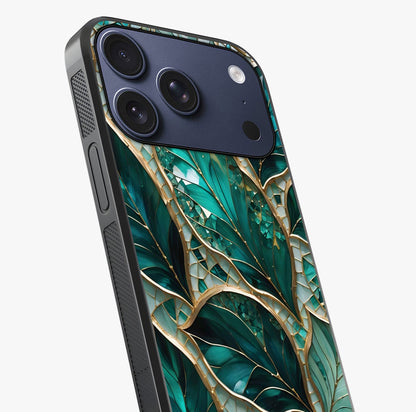 Emerald Leaf Glass Glass Case captured at a warm angle highlighting gloss, texture and premium glass finish.