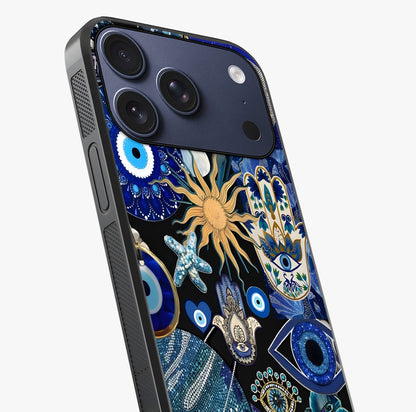 Evil Eye Charm Mix Glass Case captured at a warm angle highlighting gloss, texture and premium glass finish.