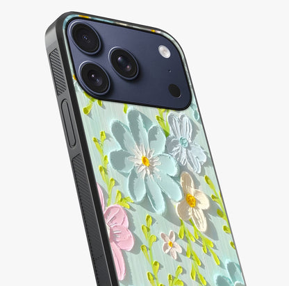 Frosted Petal Garden Glass Case captured at a warm angle highlighting gloss, texture and premium glass finish.