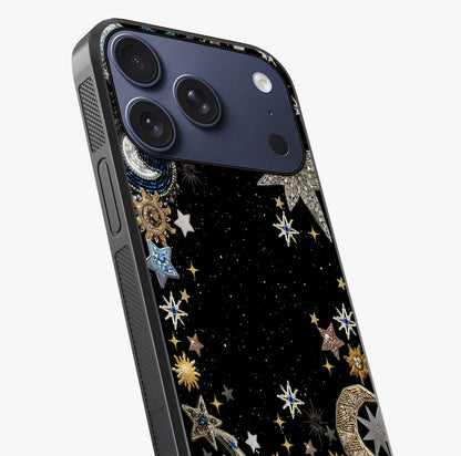 Galactic Jewel Stars Glass Case captured at a warm angle highlighting gloss, texture and premium glass finish.