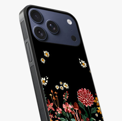 Midnight Bloom Pattern Glass Case captured at a warm angle highlighting gloss, texture and premium glass finish.
