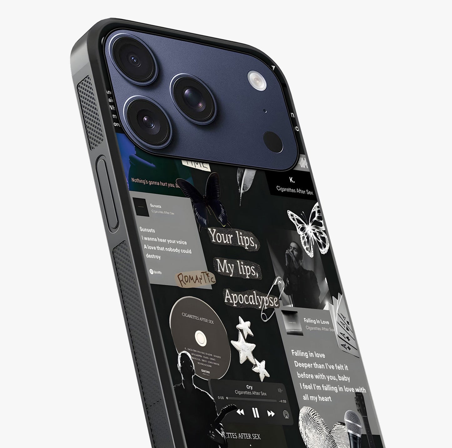 Midnight Love Echo Glass Case captured at a warm angle highlighting gloss, texture and premium glass finish.