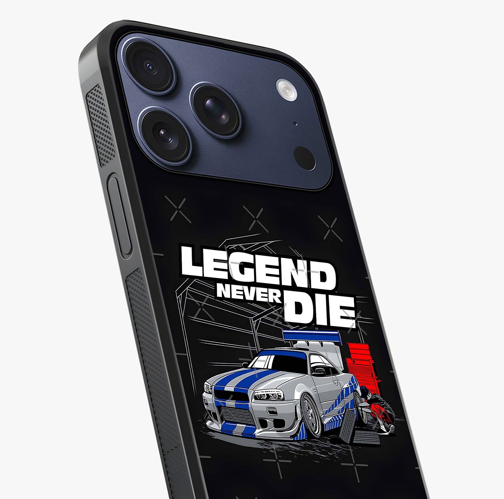 Midnight Racing Legacy Glass Case captured at a warm angle highlighting gloss, texture and premium glass finish.