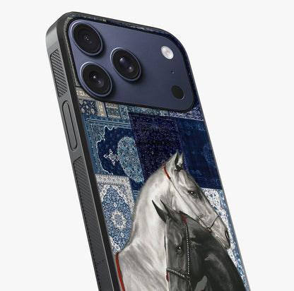 Midnight Stallion Blues Glass Case captured at a warm angle highlighting gloss, texture and premium glass finish.