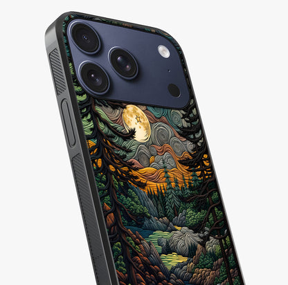 Moonlight Forest Dream Glass Case captured at a warm angle highlighting gloss, texture and premium glass finish.