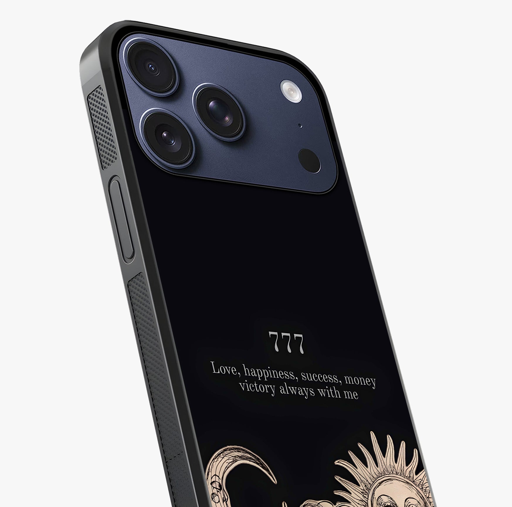 Mystic Victory Aura Glass Case captured at a warm angle highlighting gloss, texture and premium glass finish.