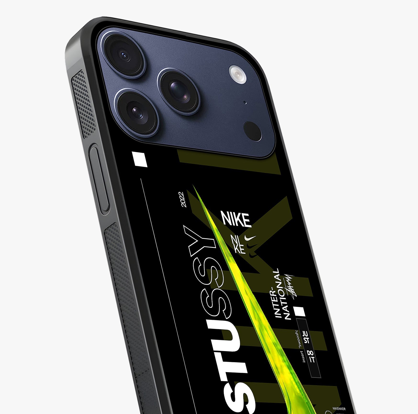 Neon Street Edition Glass Case captured at a warm angle highlighting gloss, texture and premium glass finish.
