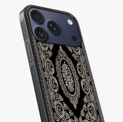 Noir Bloom Elegance Glass Case captured at a warm angle highlighting gloss, texture and premium glass finish.