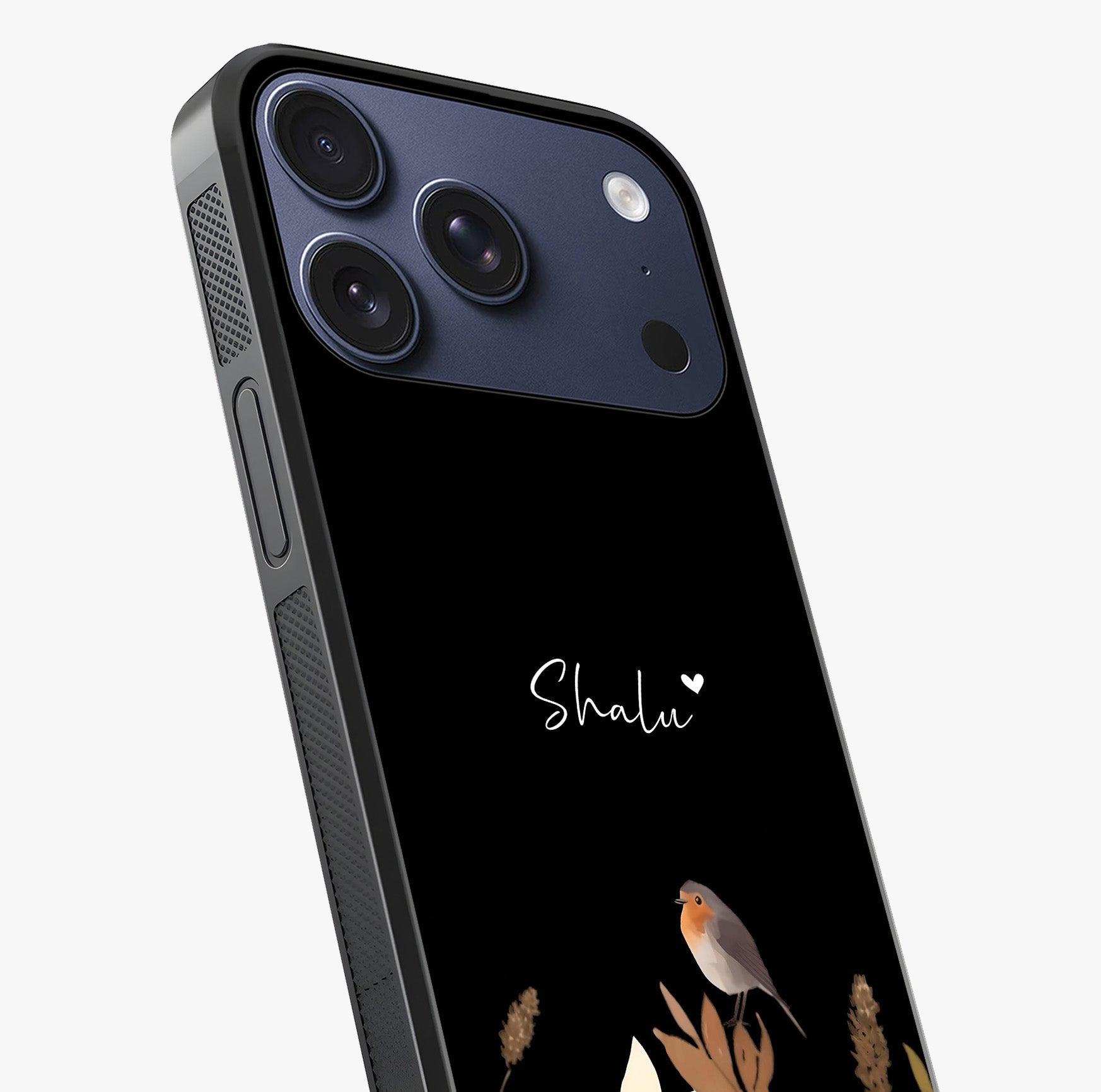 Quiet Garden Tune Custom Name Glass Case captured at a warm angle highlighting gloss, texture and premium glass finish.