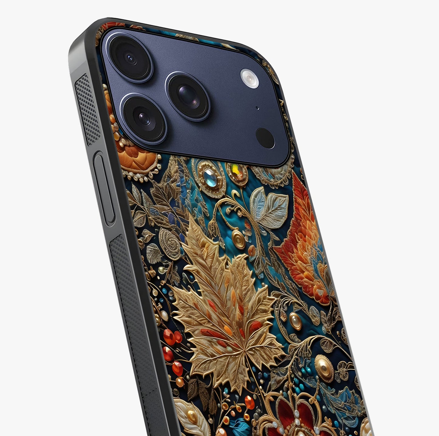 Royal Jewel Garden Glass Case captured at a warm angle highlighting gloss, texture and premium glass finish.