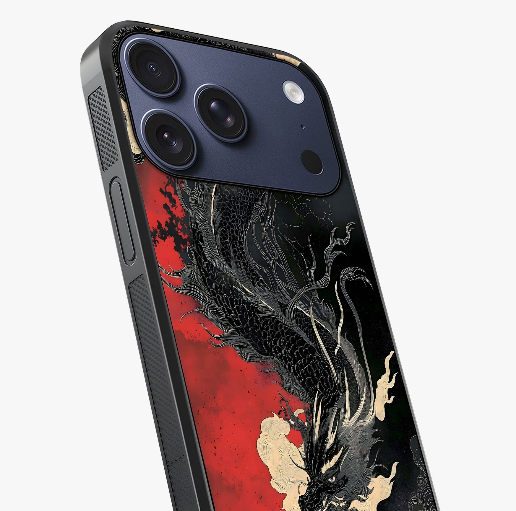 Shadow Dragon Fury Glass Case captured at a warm angle highlighting gloss, texture and premium glass finish.