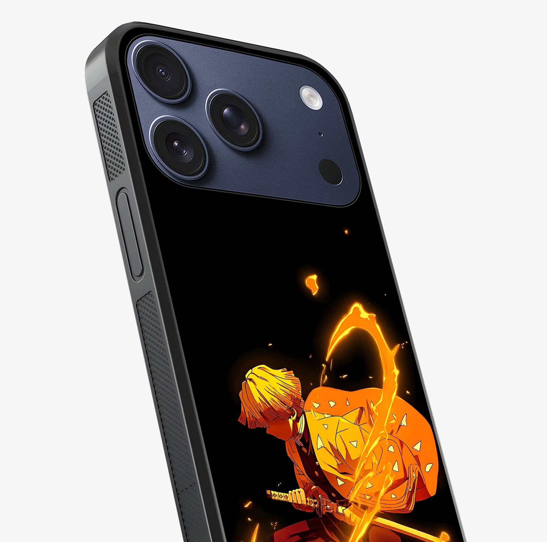 Thunder Flame Execution Glass Case captured at a warm angle highlighting gloss, texture and premium glass finish.