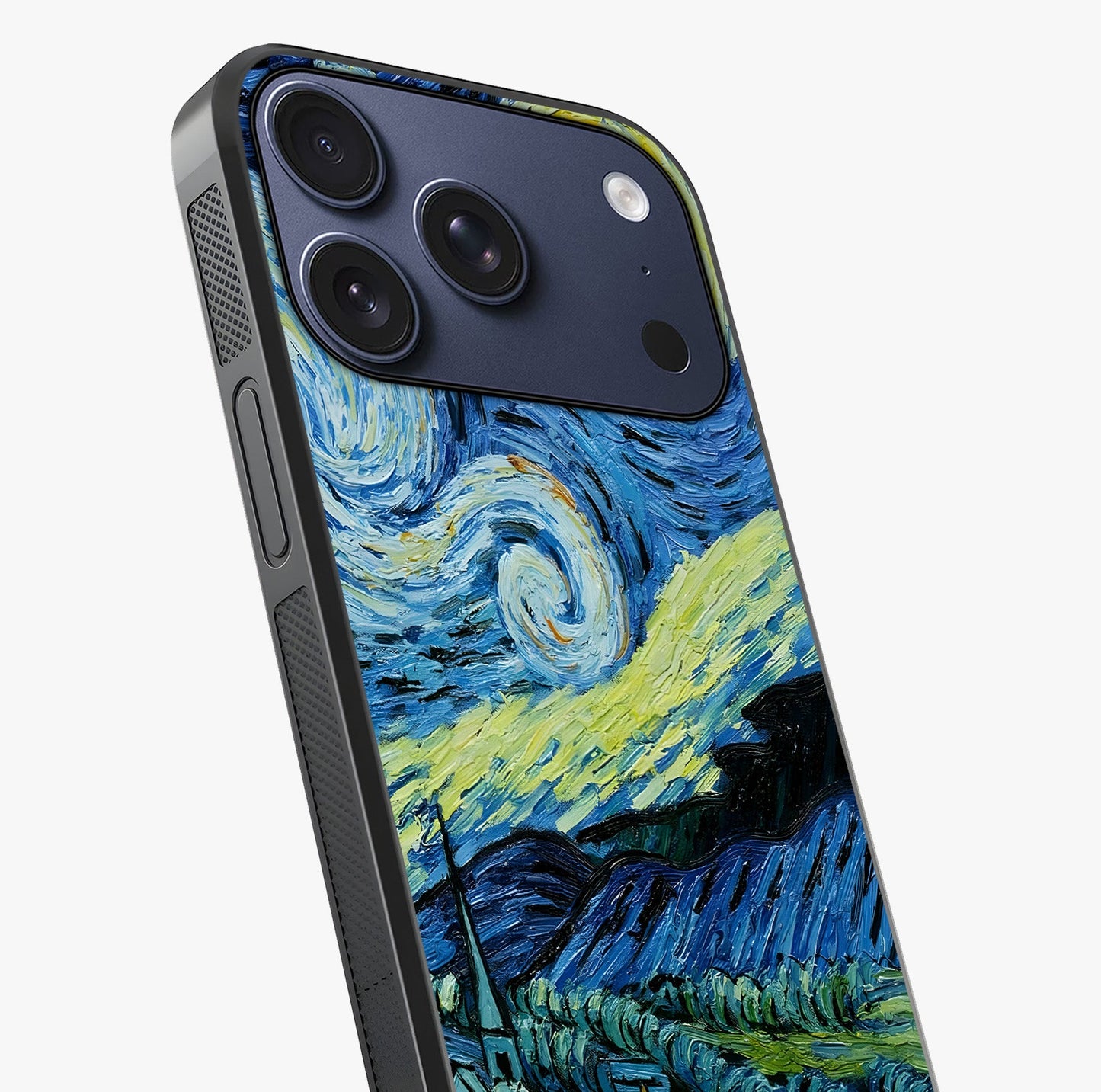 Van Gogh Art Glass Case captured at a warm angle highlighting gloss, texture and premium glass finish.