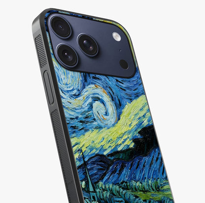 Van Gogh Art Glass Case captured at a warm angle highlighting gloss, texture and premium glass finish.