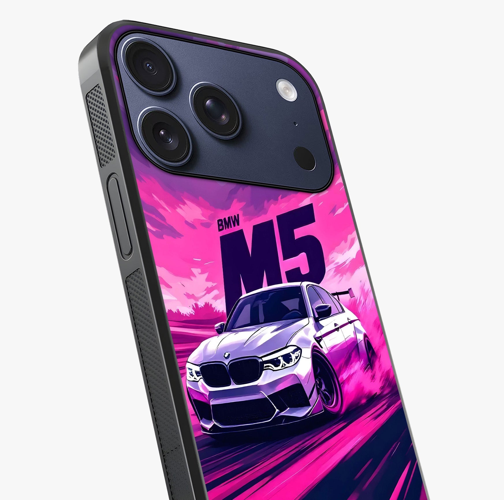 Velocity Drift Pulse Glass Case captured at a warm angle highlighting gloss, texture and premium glass finish.