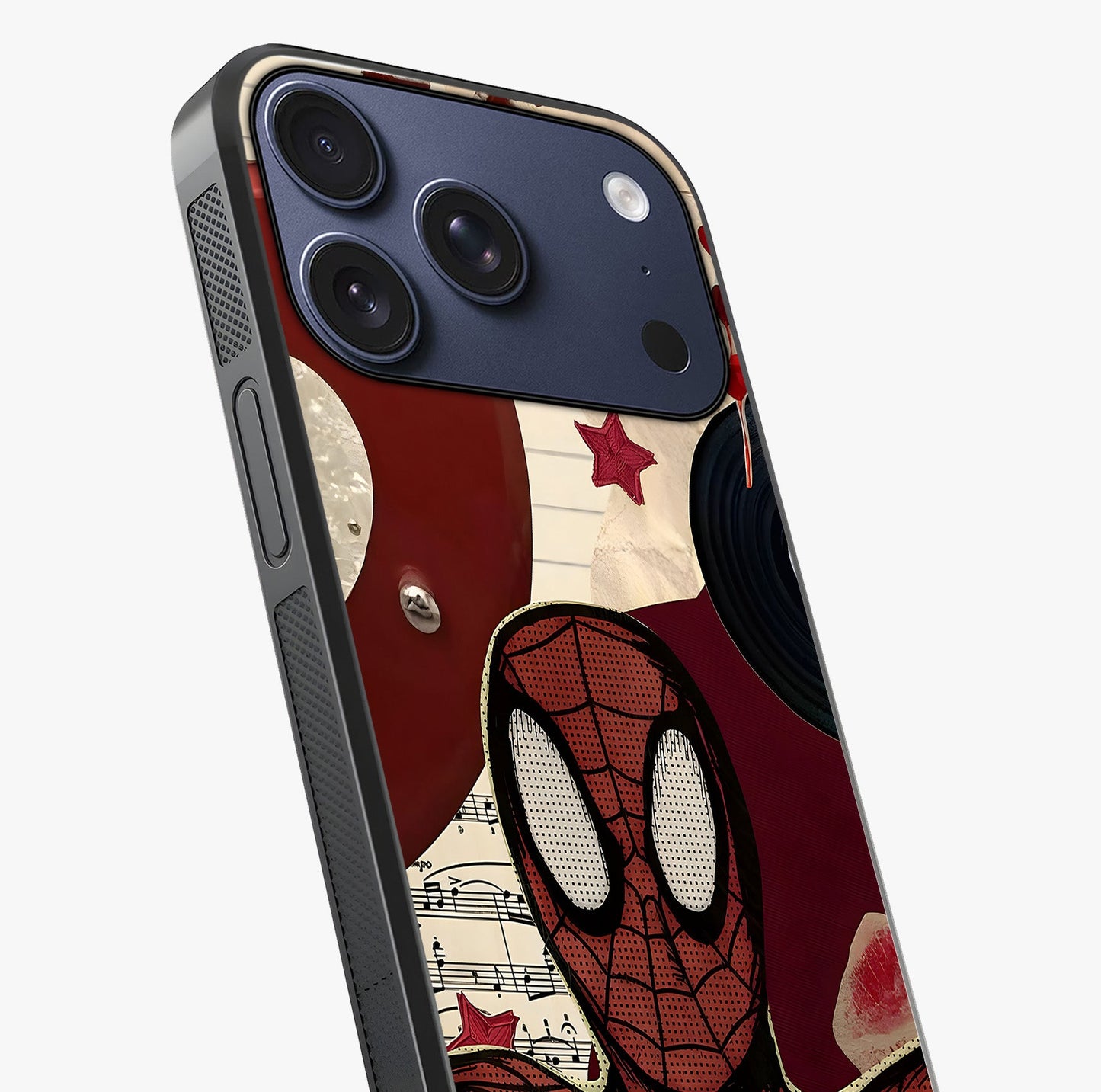Web Warrior Vibes Glass Case captured at a warm angle highlighting gloss, texture and premium glass finish.
