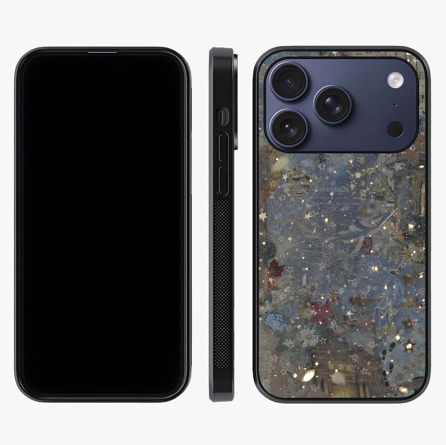 Aesthetic Astrolophia Glass Case displayed upright for full design visibility and premium finish.