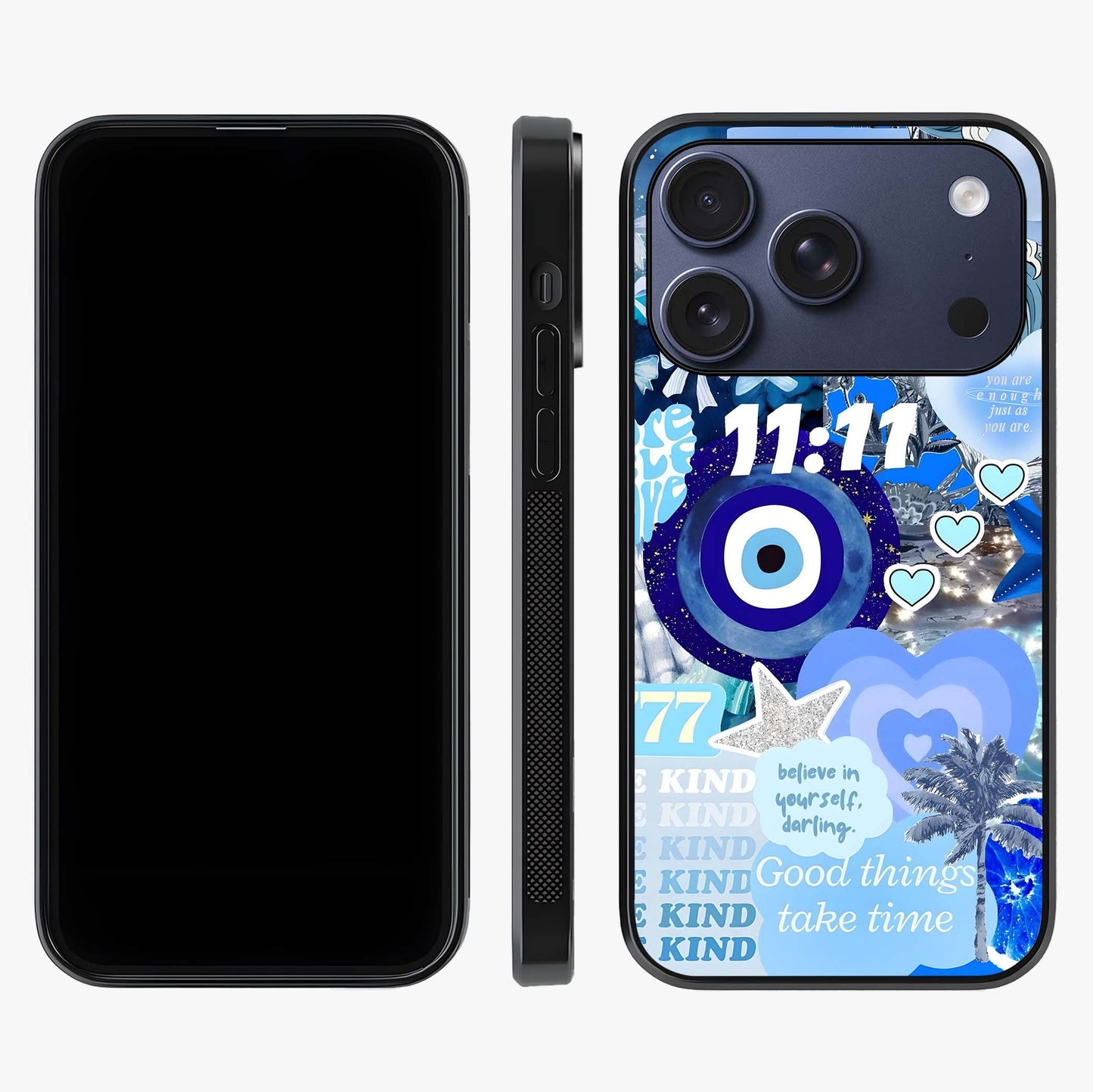 Aesthetic Be Kind Eye Glass Case displayed upright for full design visibility and premium finish.
