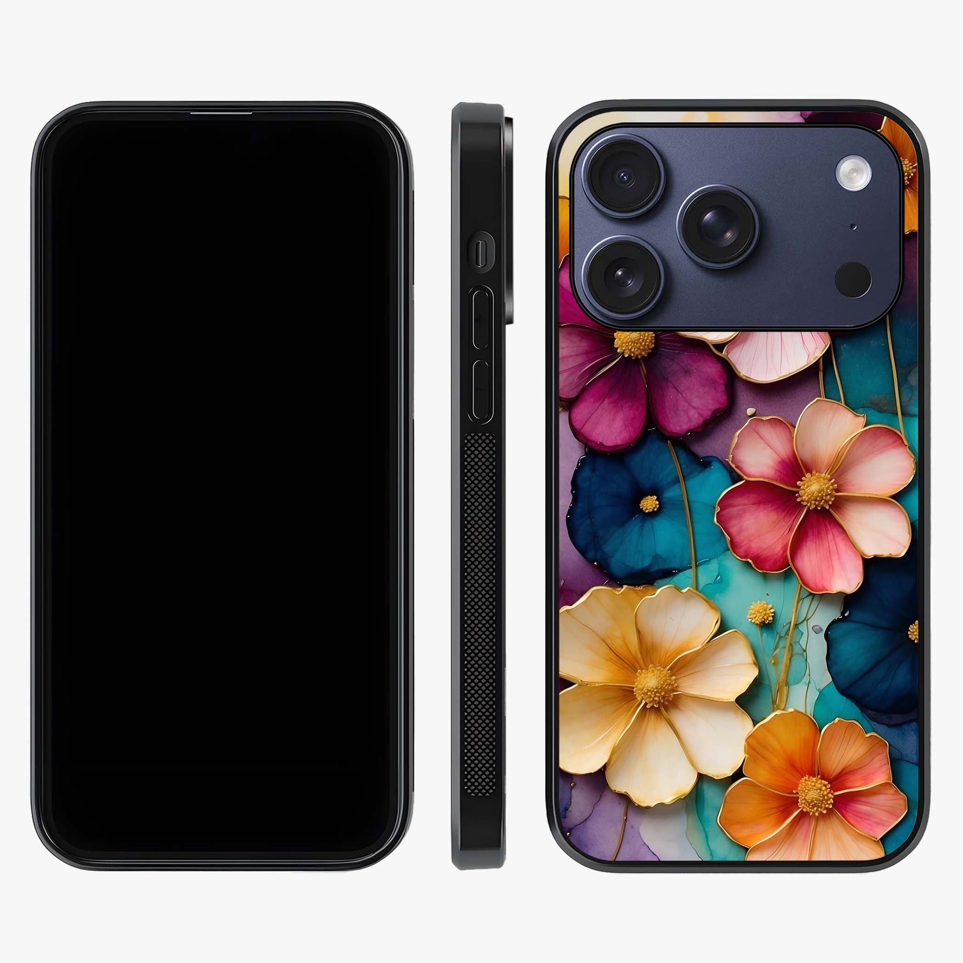 Artlyn Grace Flower Pattern Glass Case displayed upright for full design visibility and premium finish.