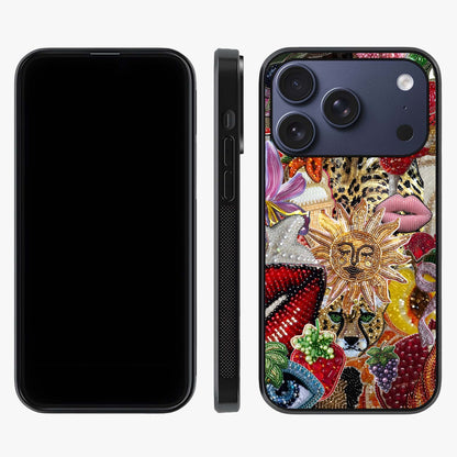Beaded Fashion Jungle Glass Case displayed upright for full design visibility and premium finish.