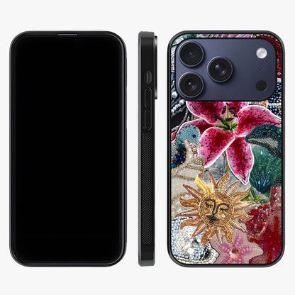 Beaded Garden Fantasy Glass Case displayed upright for full design visibility and premium finish.