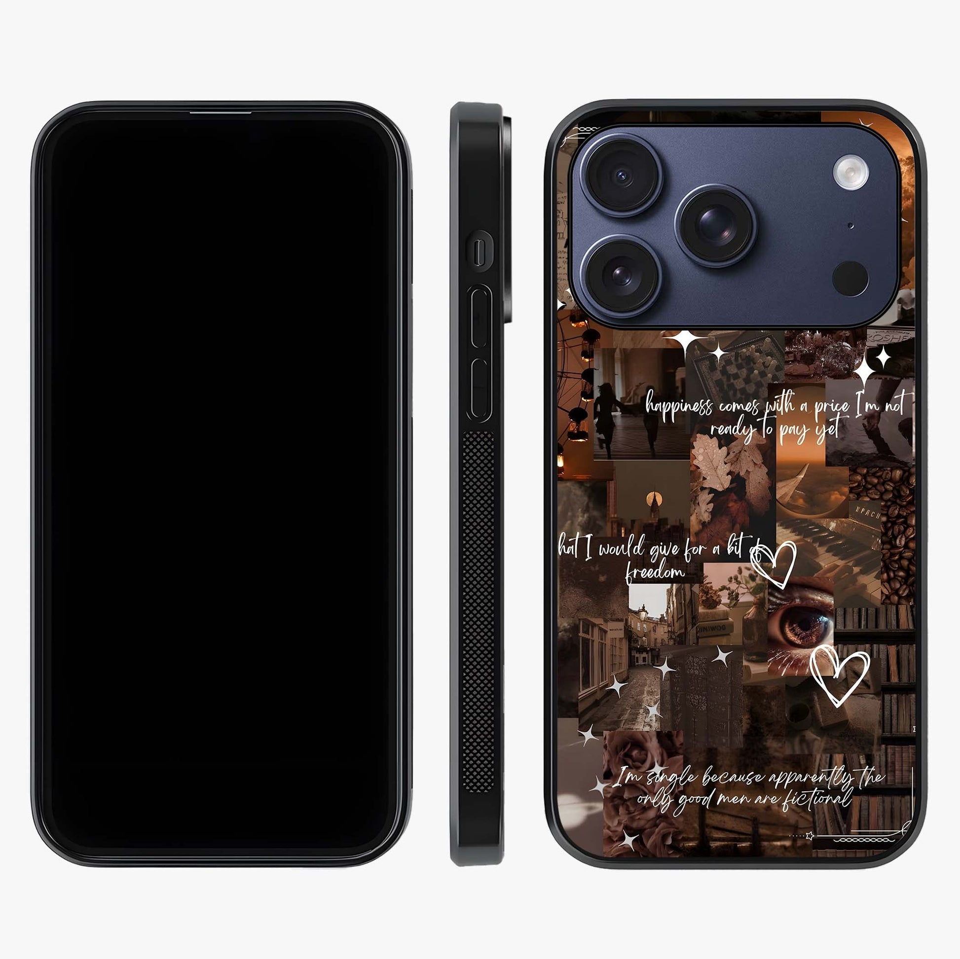 Bittersweet Aesthetic Chaos Glass Case displayed upright for full design visibility and premium finish.