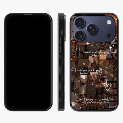 Bittersweet Aesthetic Chaos Glass Case displayed upright for full design visibility and premium finish.