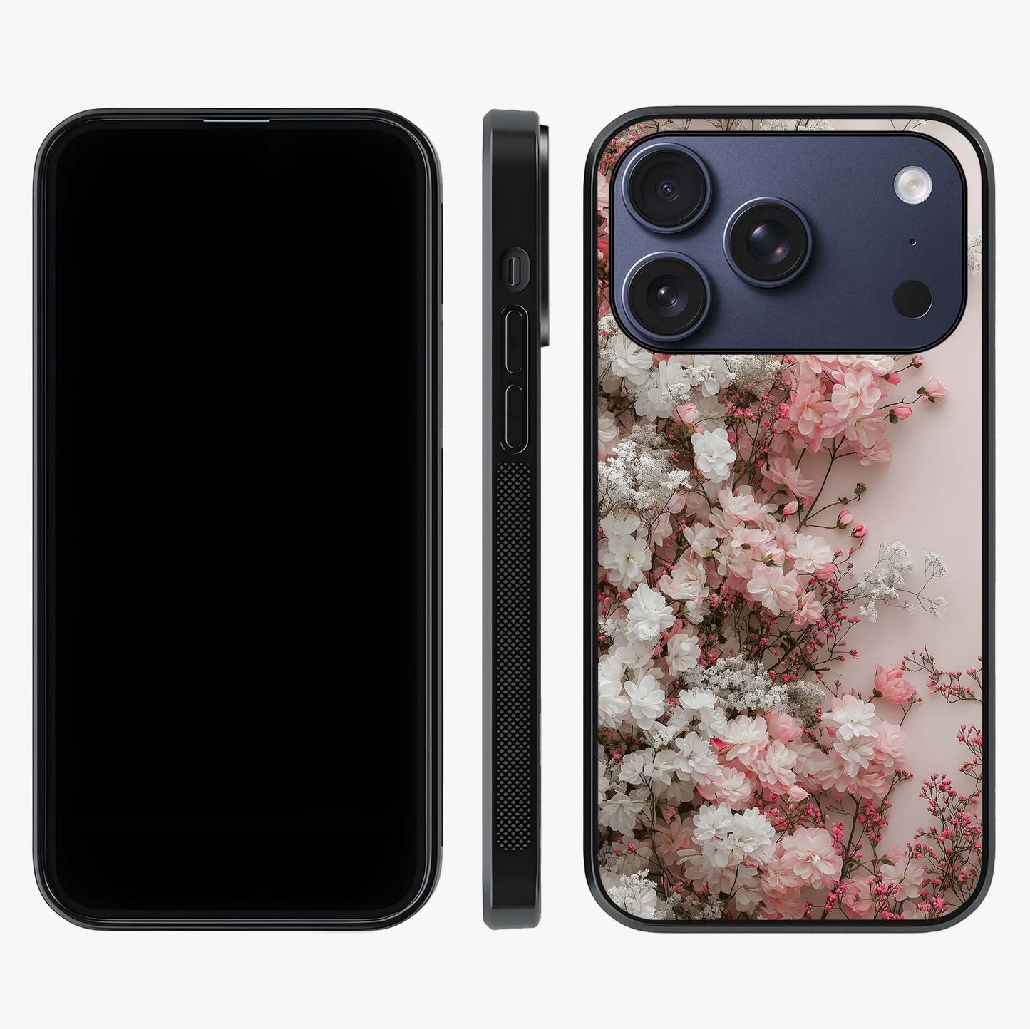 Blush Blossom Cloud Glass Case displayed upright for full design visibility and premium finish.