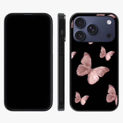 Butterfly Pattern Glass Case displayed upright for full design visibility and premium finish.