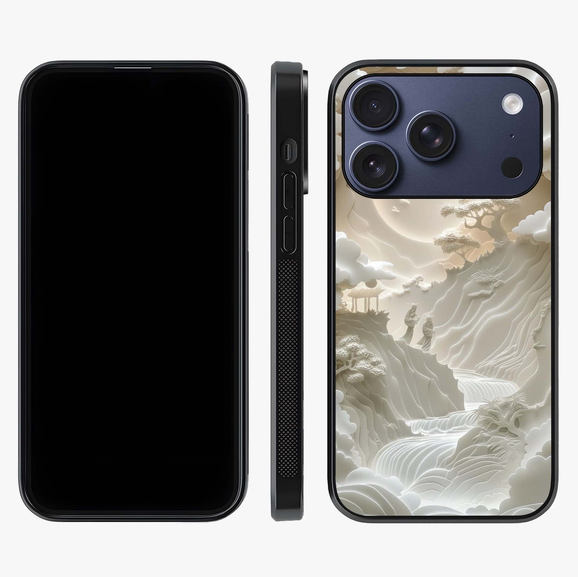 Celestial Origami Glass Case displayed upright for full design visibility and premium finish.
