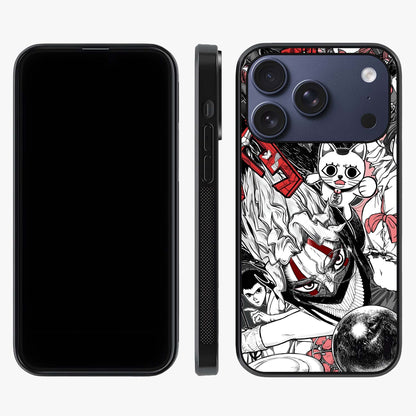 Crimson Chaos Panel Glass Case displayed upright for full design visibility and premium finish.