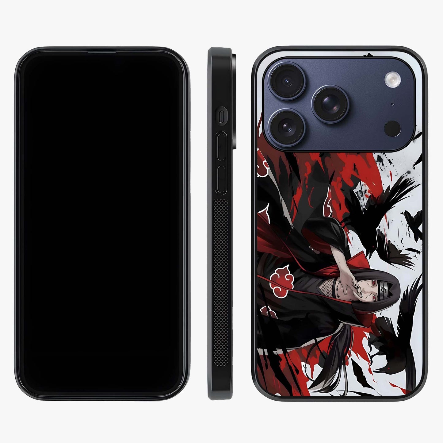 Crimson Crow Illusion Glass Case displayed upright for full design visibility and premium finish.