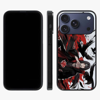 Crimson Crow Illusion Glass Case displayed upright for full design visibility and premium finish.