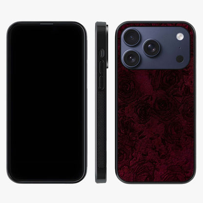 Crimson Fade Flow Glass Case displayed upright for full design visibility and premium finish.