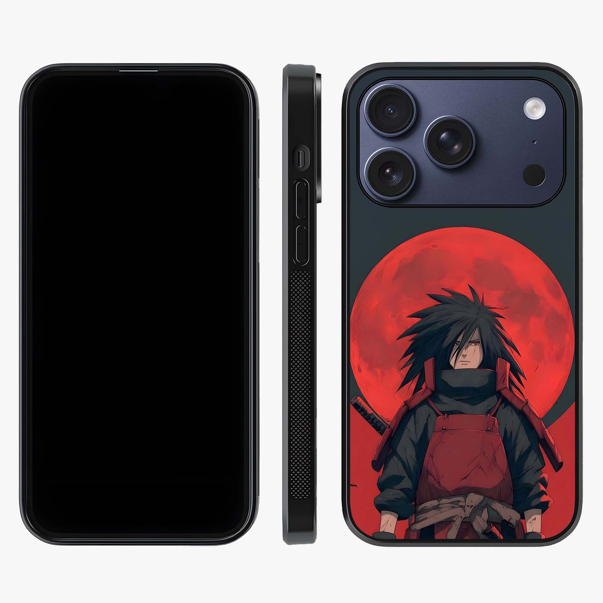 Crimson Moon Warlord Glass Case displayed upright for full design visibility and premium finish.