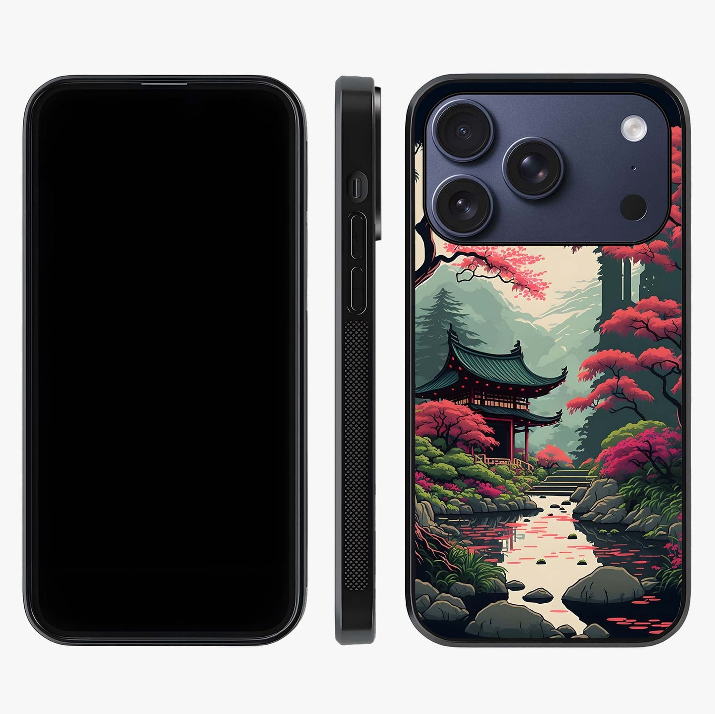 Crimson Temple View Glass Case displayed upright for full design visibility and premium finish.