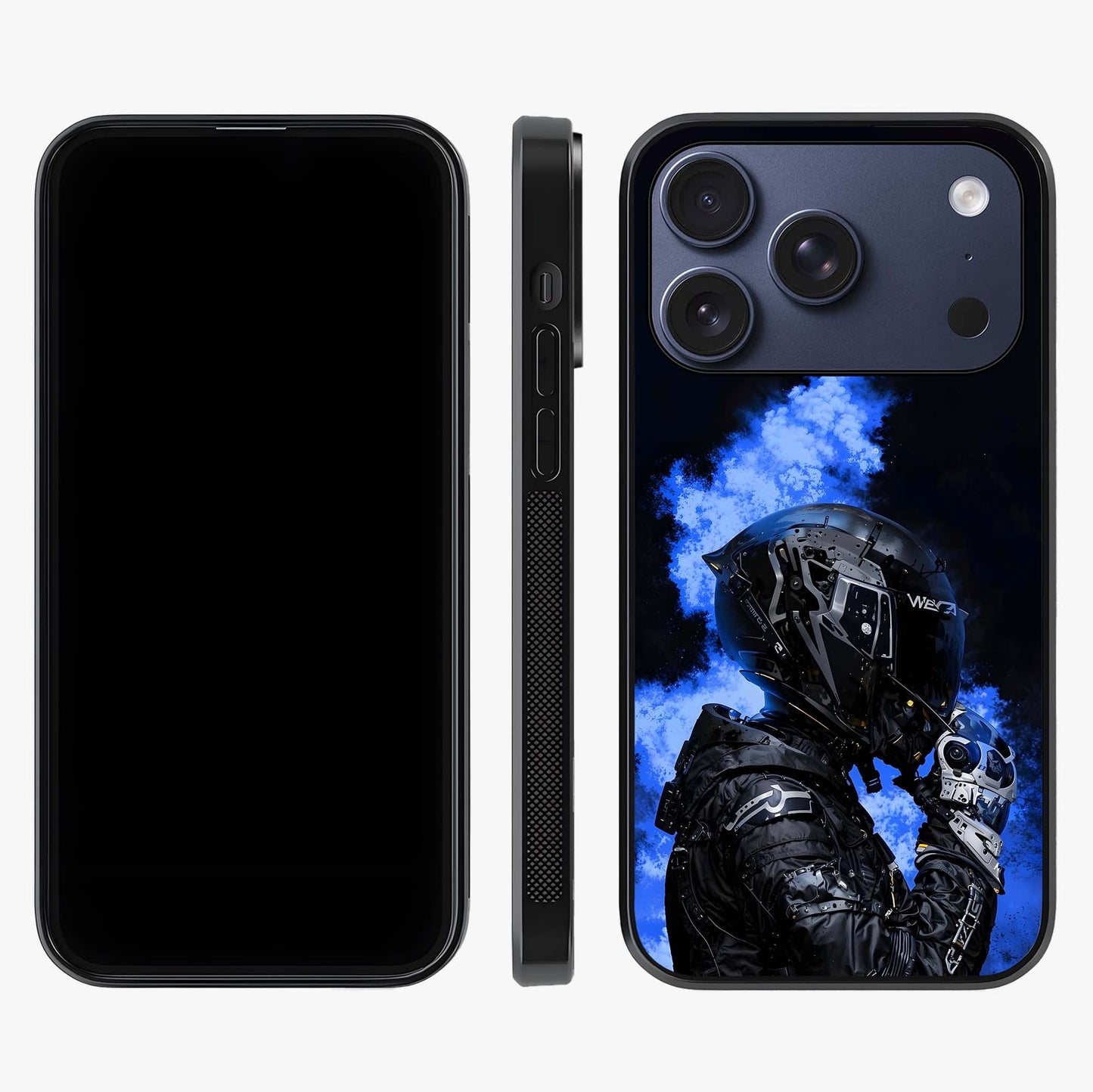 Cyber Sentinel Protocol Glass Case displayed upright for full design visibility and premium finish.
