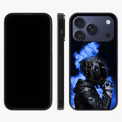 Cyber Sentinel Protocol Glass Case displayed upright for full design visibility and premium finish.