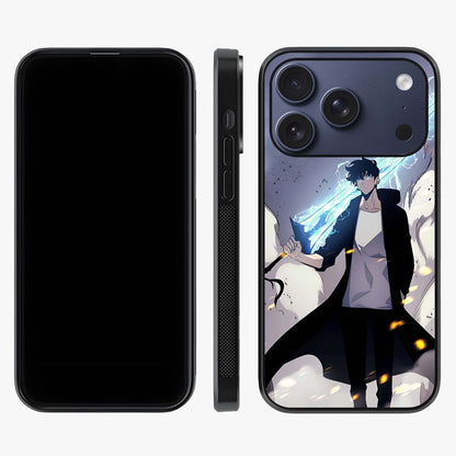 Dark Lightning Anime Warrior Glass Case displayed upright for full design visibility and premium finish.