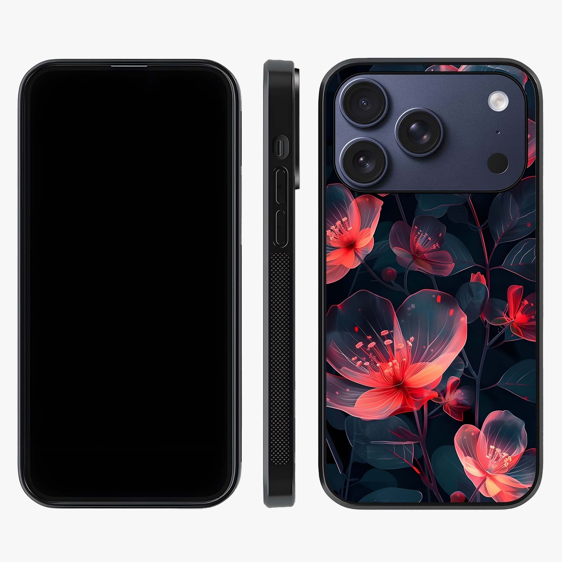 Dark Shade Of Flower Glass Case displayed upright for full design visibility and premium finish.