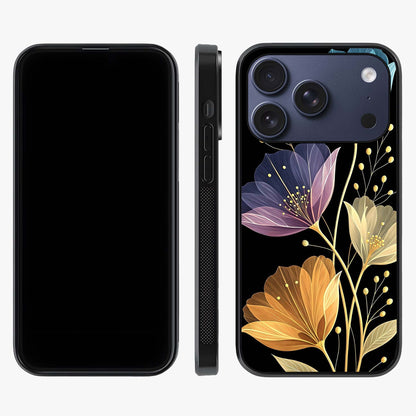 Delicate Multicolor Flowers Glass Case displayed upright for full design visibility and premium finish.