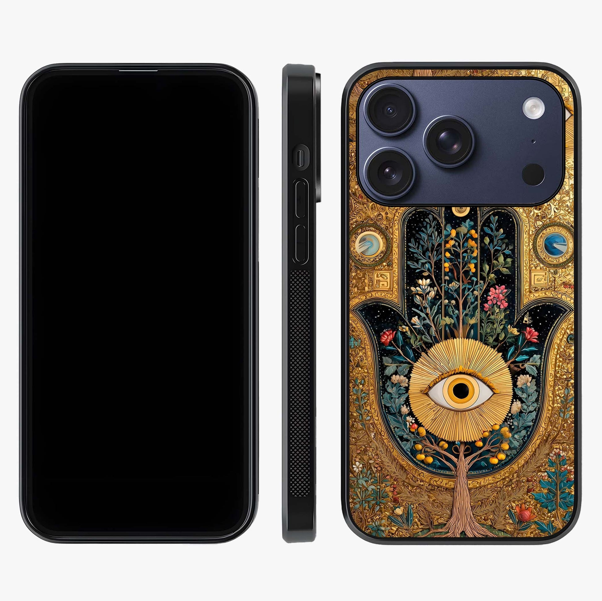 Ethereal Evil Eye Glass Case displayed upright for full design visibility and premium finish.