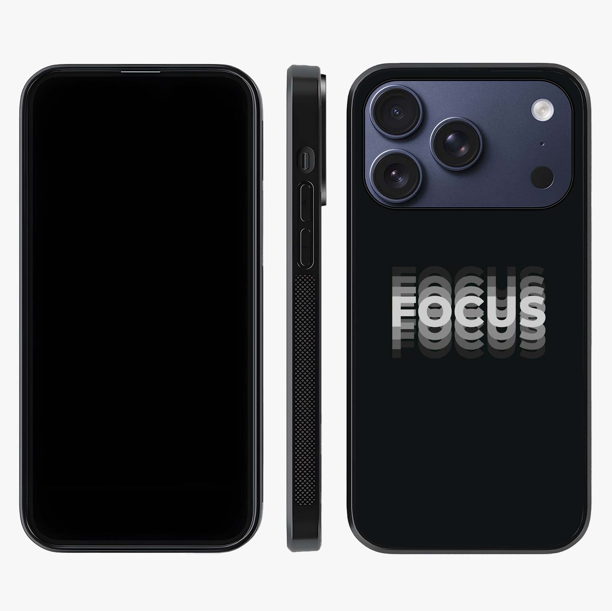 Focus Mode On Glass Case displayed upright for full design visibility and premium finish.