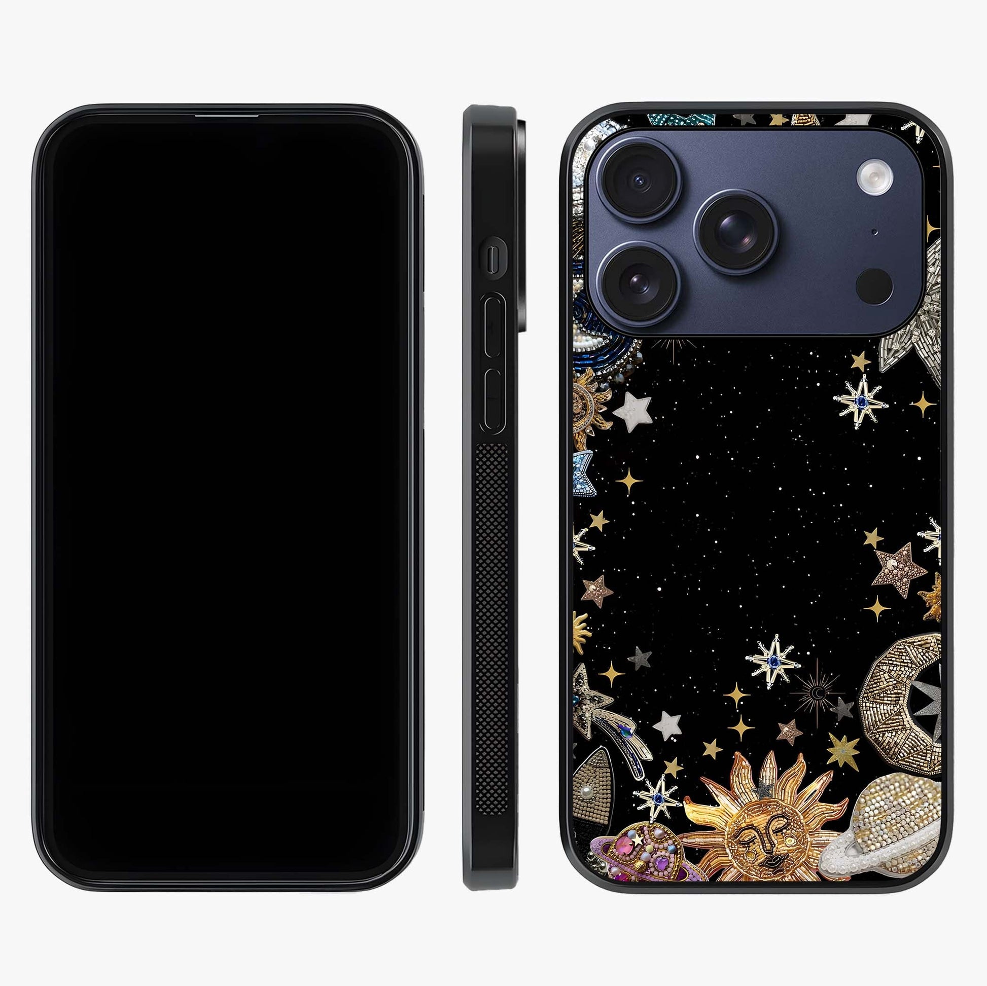 Galactic Jewel Stars Glass Case displayed upright for full design visibility and premium finish.