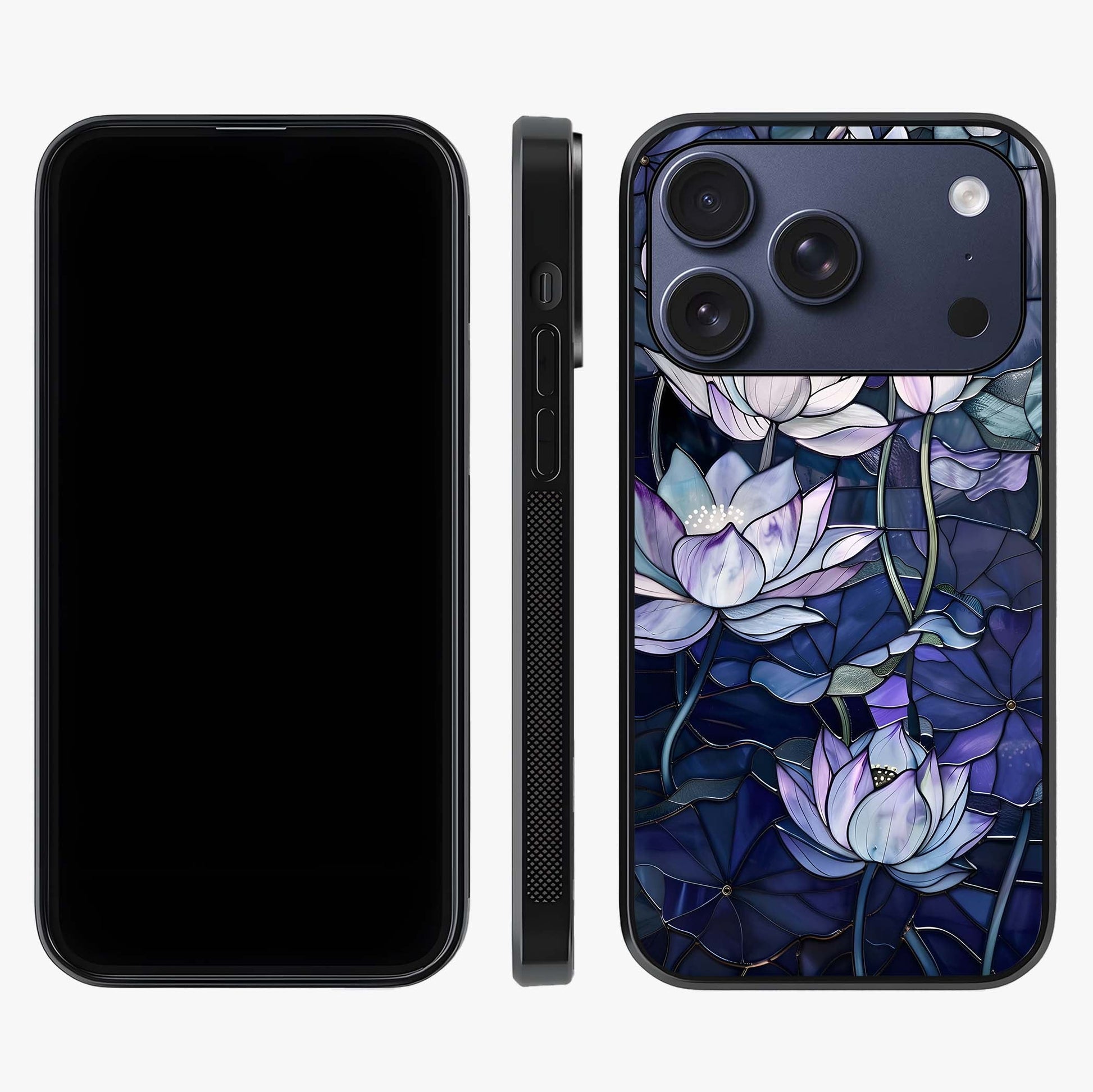 Gloss Petal Rush Glass Case displayed upright for full design visibility and premium finish.