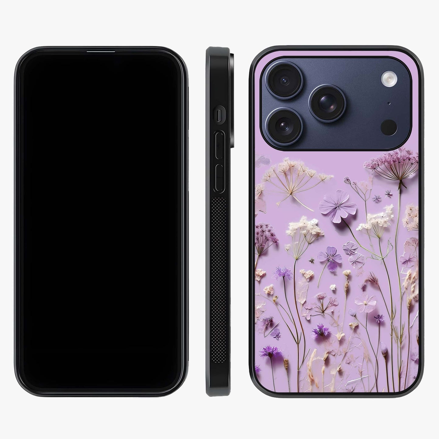 Lavender Blossom Dream Glass Case displayed upright for full design visibility and premium finish.
