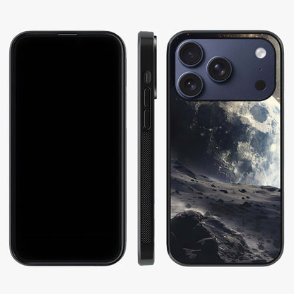 Lunar Horizon Glow Glass Case displayed upright for full design visibility and premium finish.